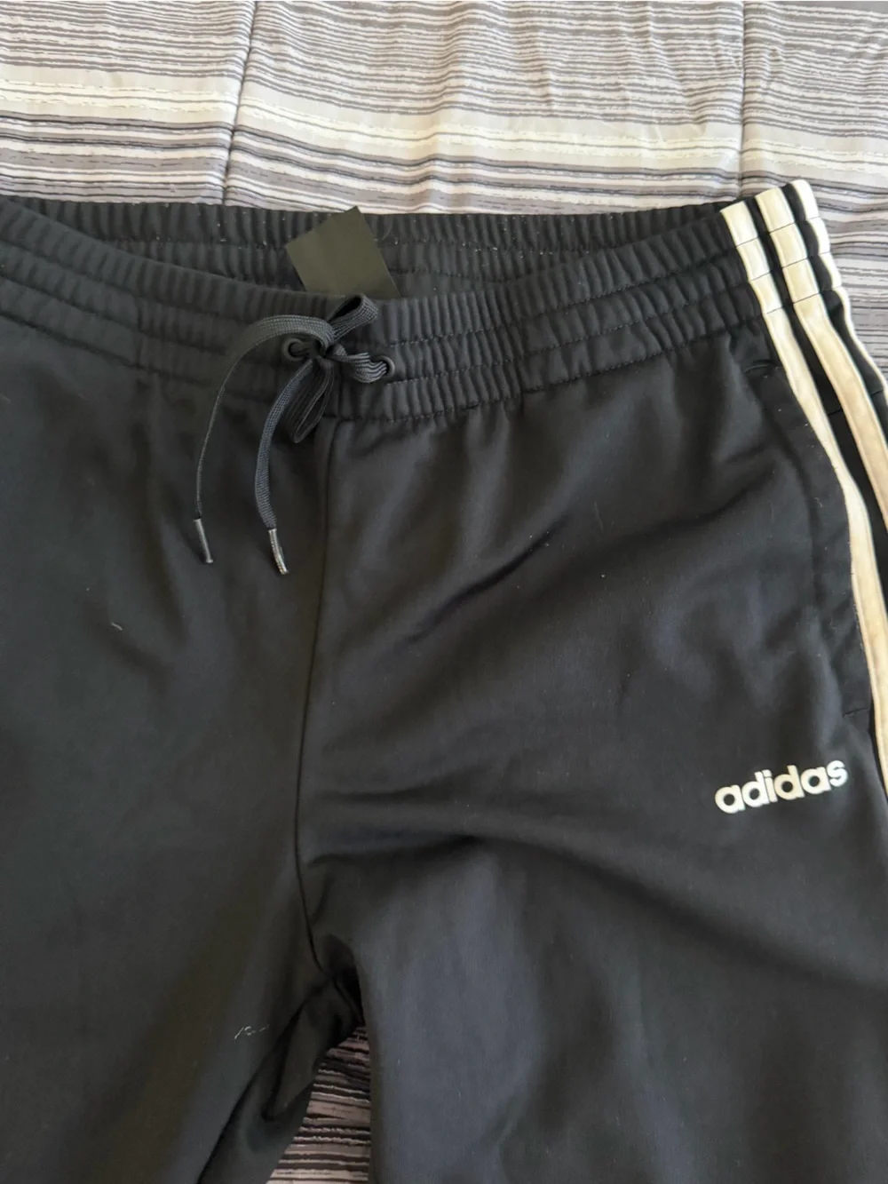 adidas Black Joggers with White Side Stripes